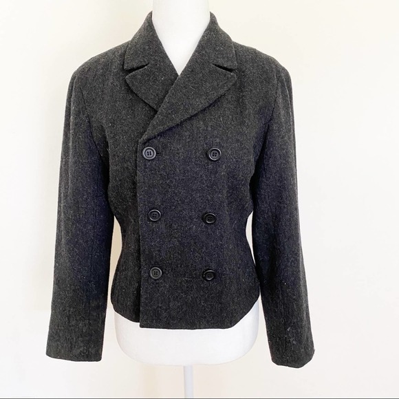 J. Crew 100% Wool Double Breasted Charcoal Grey Blazer
